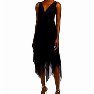 Chiara Boni black v-neck midi dress. Size 8. NEW with tags